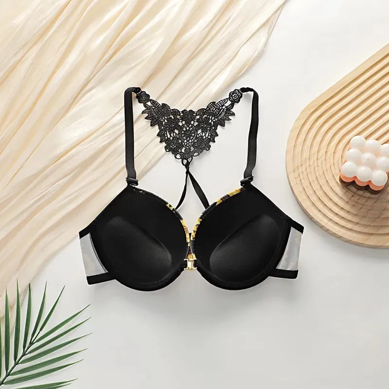 Women's Sunflower Bra Set Push Up Lace Back Lingerie Set 2 Piece Underwear 2026