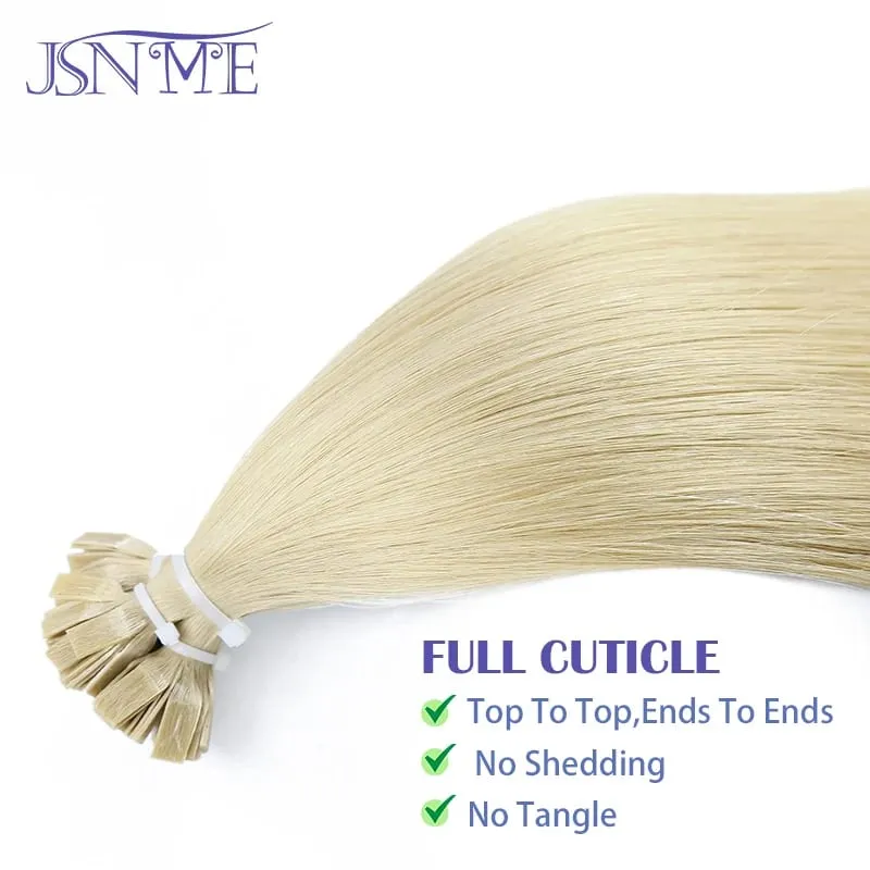 Virgin Hair Flat Tip Hair Extensions Natural Real Human Hair Fusion Capsule Keratin Brown Blonde 1g/pramínek 14-22 palců pro ženy — image 3