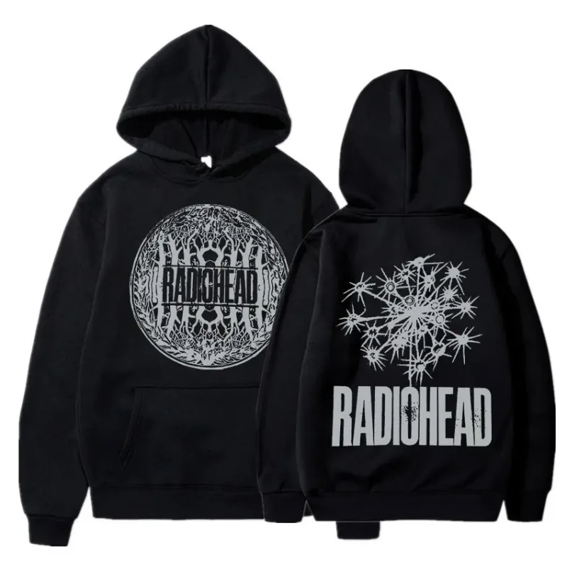Vintage Rock Grubu Radiohead Kapüşonlu Üst Hip Hop Her Şey Müzik Albümü Baskı Kazak Harajuku Sokak Boyu Kapüşonlular Gençler
