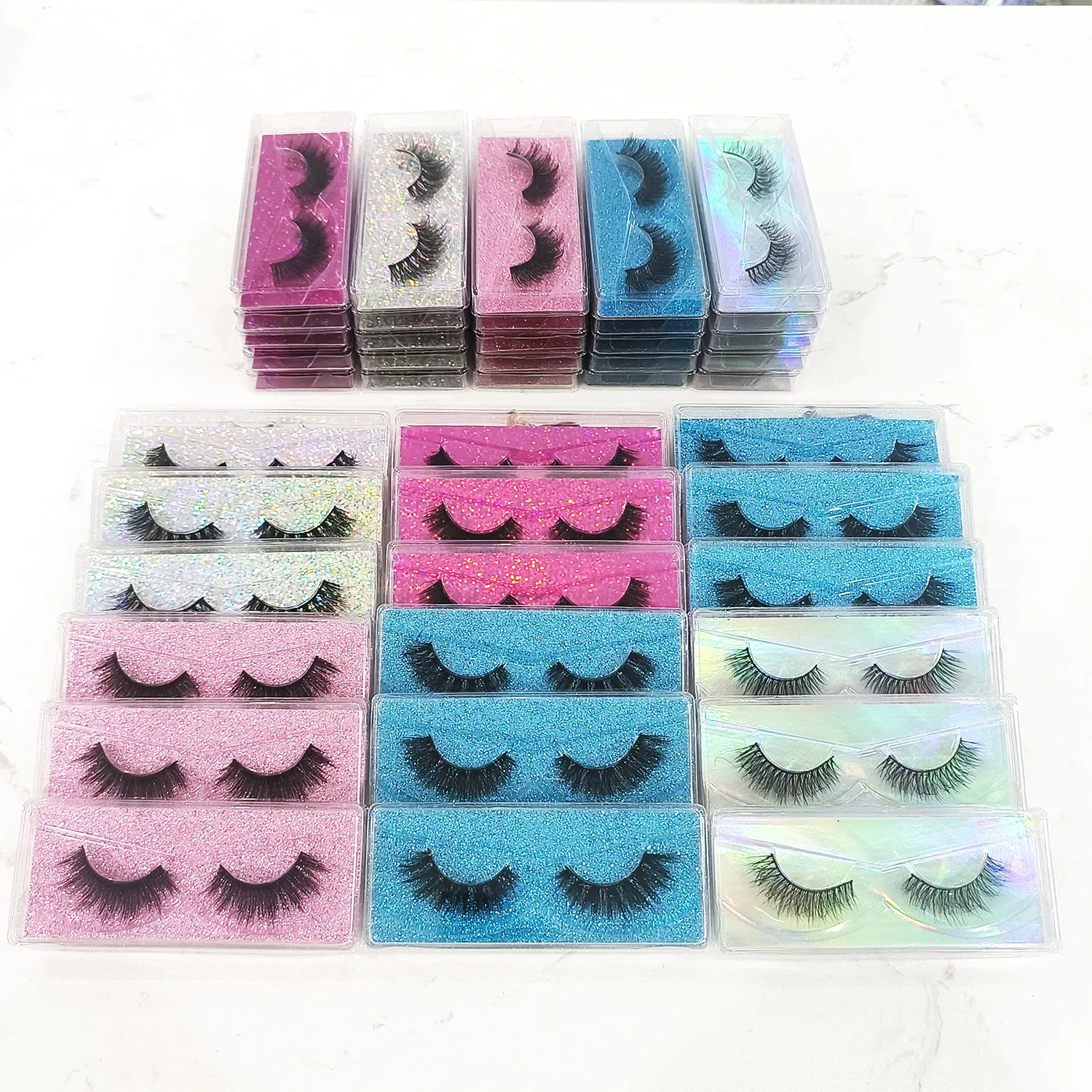 100 Pairs Cat Eye Lashes Natural Long Mixed Style Curling Fluffy Faux Eyelashes Individual Packing Manga Lashes
