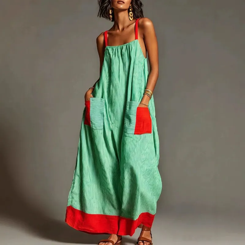 Summer New Elegant Sleeveless Striped Suspender Dress Women's Fashion Boho Casual Office Holiday Party Dresses For Women Robe — image 8