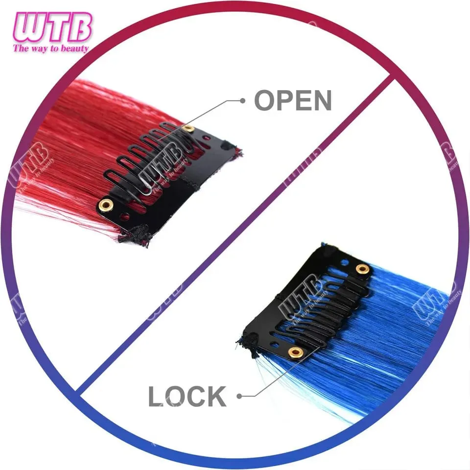 Synthetic Color Hair Extension Wig Christmas Red and Green Hair Extension Piece Single Clip Wig Extension clip in hair