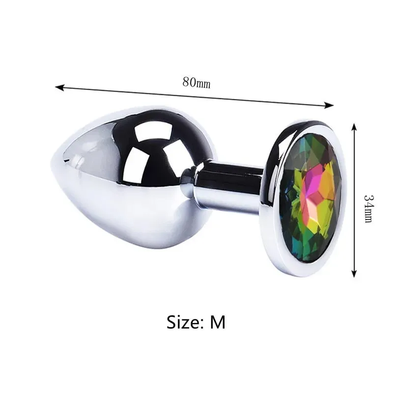 Stainless Steel Anal Plug Butt Plug With Jewelry Colorful Crystal Anus Plug Adults Sex Toys for Men Women Gay Adult Game Sex Toy
