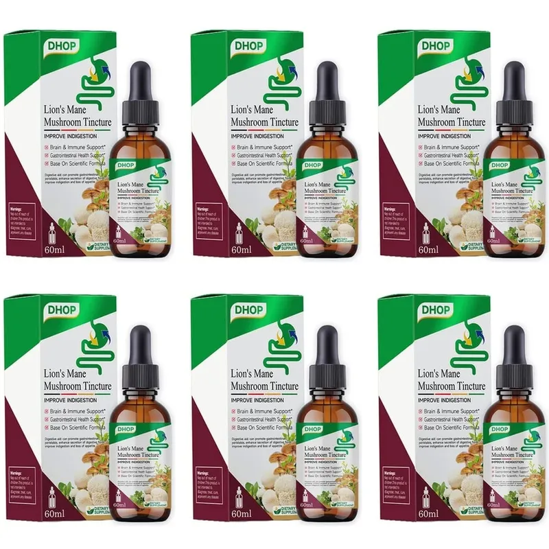Lion's Mane Mushroom Tincture Liquid Brain & Immune Support and Gastrointestinal Health Support Lion's Mane 600 Mg 60 ML
