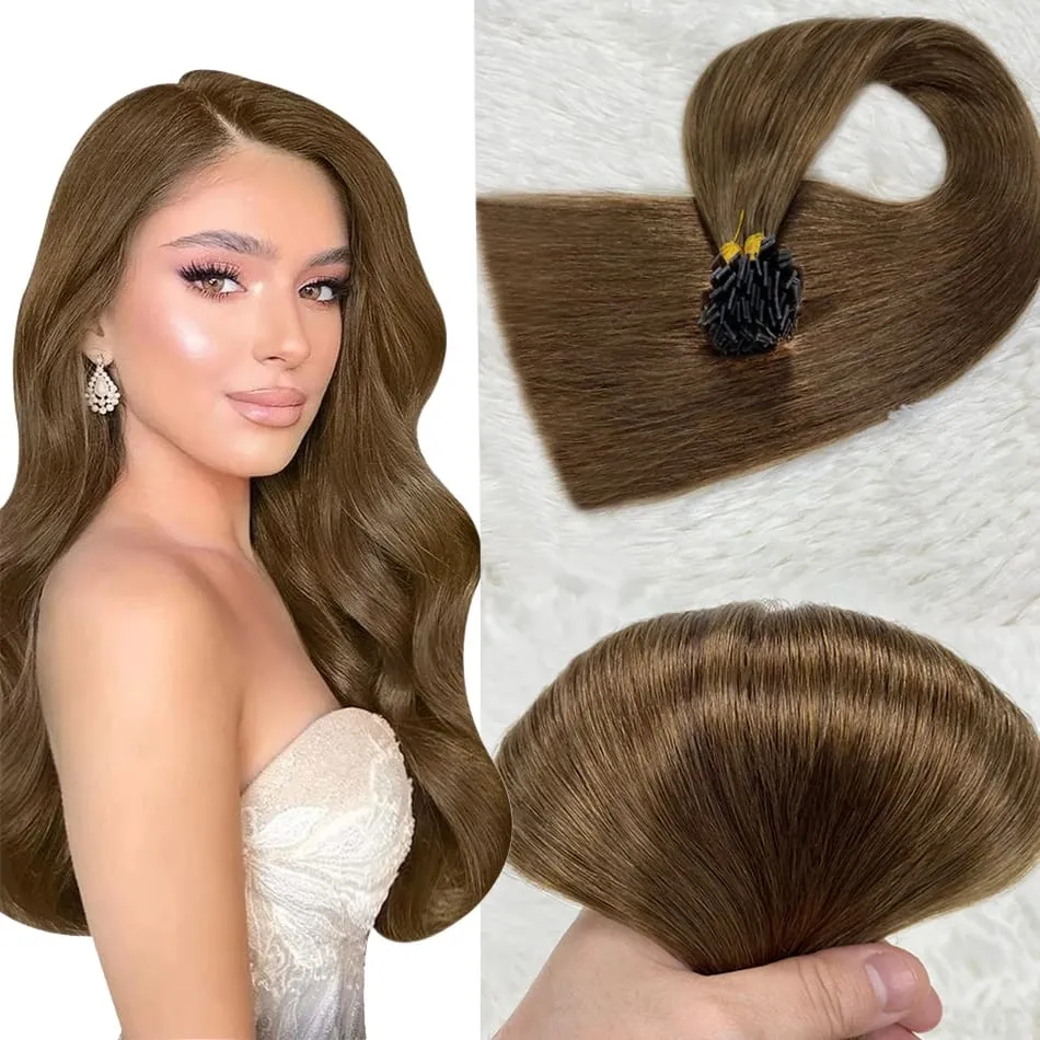 Remy Hair 30 Inch Real Remy Flat Tip Extension ng Buhok ng Tao Silky Straight Dark Brown Pre Bonded Keratin Fusion Hair 50 Strands