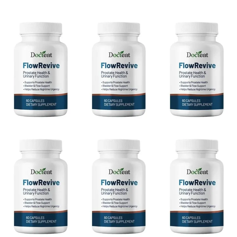 Docteat FlowRevive Men’s Saw Palmetto Prostate Health Supplement with Beta Sitosterol Pygeum Quercetin Curcumin 60 Capsules