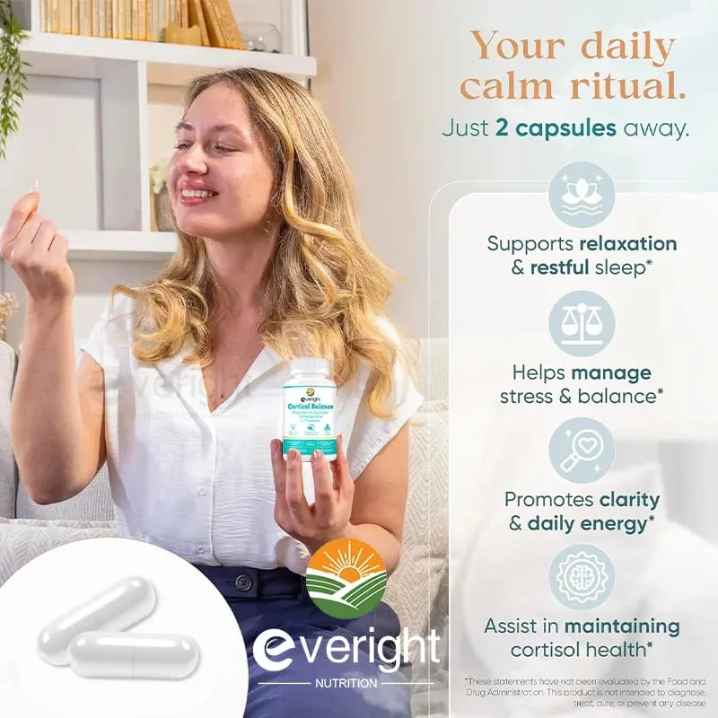 Cortisol Supplement with Ashwagandha L-Theanine & Magnesium Glycinate – 14-in-1 for Stress Relief Mood Balance & Sleep Health