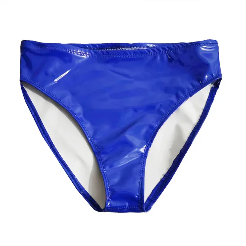男士性感乳膠光面內褲內衣 Pvc 皮革內褲女式漆皮情趣內衣丁字褲娘娘腔內褲