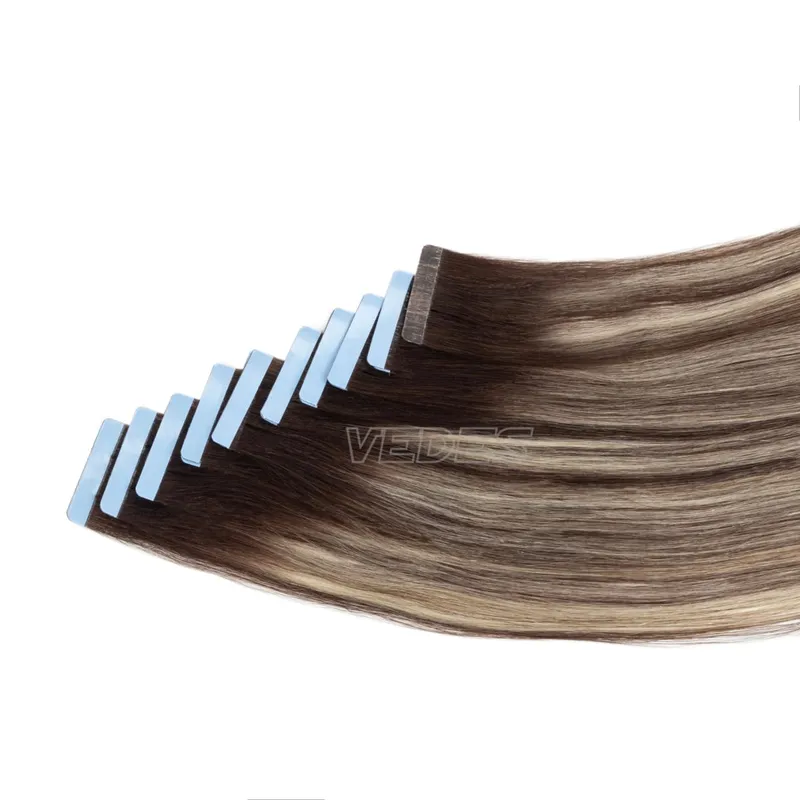 Taśma Ombre w doczepianiu włosów Taśma do włosów ludzkich w doczepach Balayage Off Czarny do srebrnego Mieszanka czarnego kleju w doczepach z ludzkich włosów