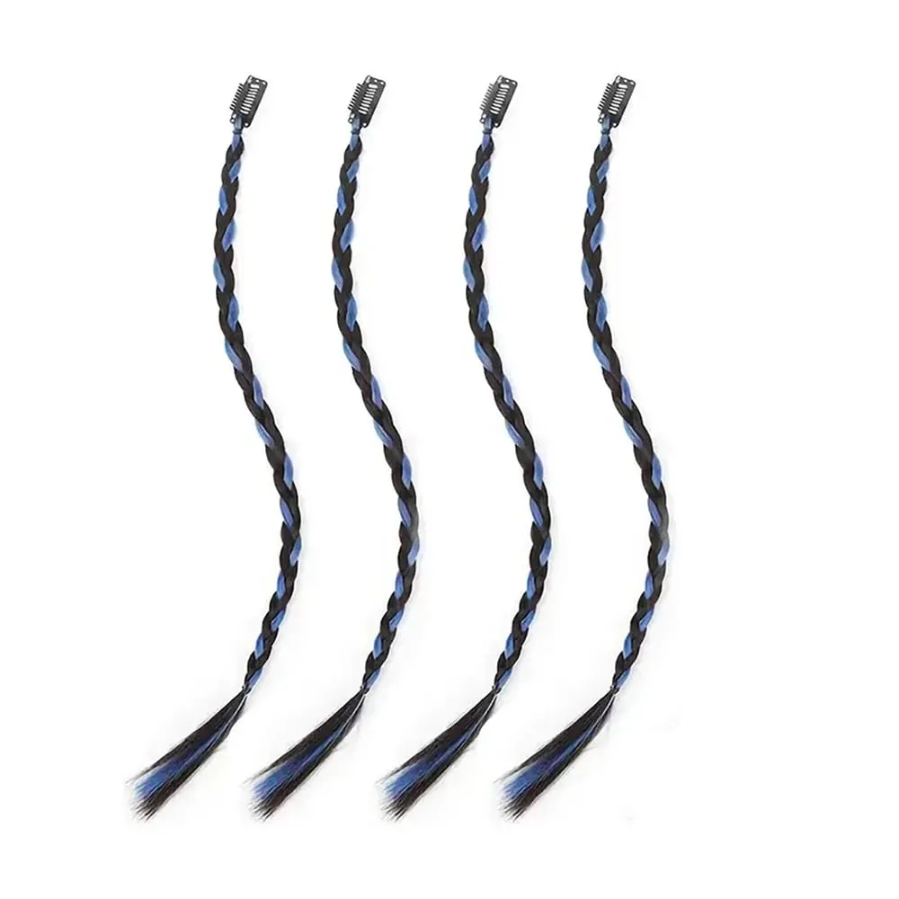 4pcs Synthetic Box Braids Clip In Hair Extensions K-POP Long Hair Braid Extensions For Party Use Y2K Hair Accessories