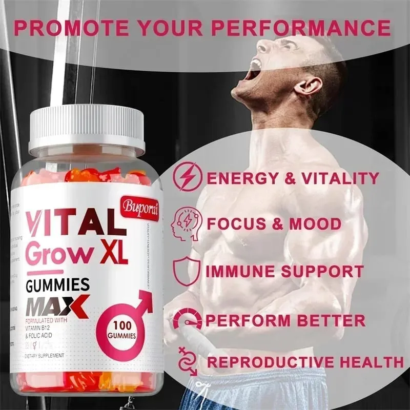 Vital Grow XL Male Gummies - Promotes Muscle Growth and Recovery Enhances Athletic Performance Endurance and Relieves Fatigue