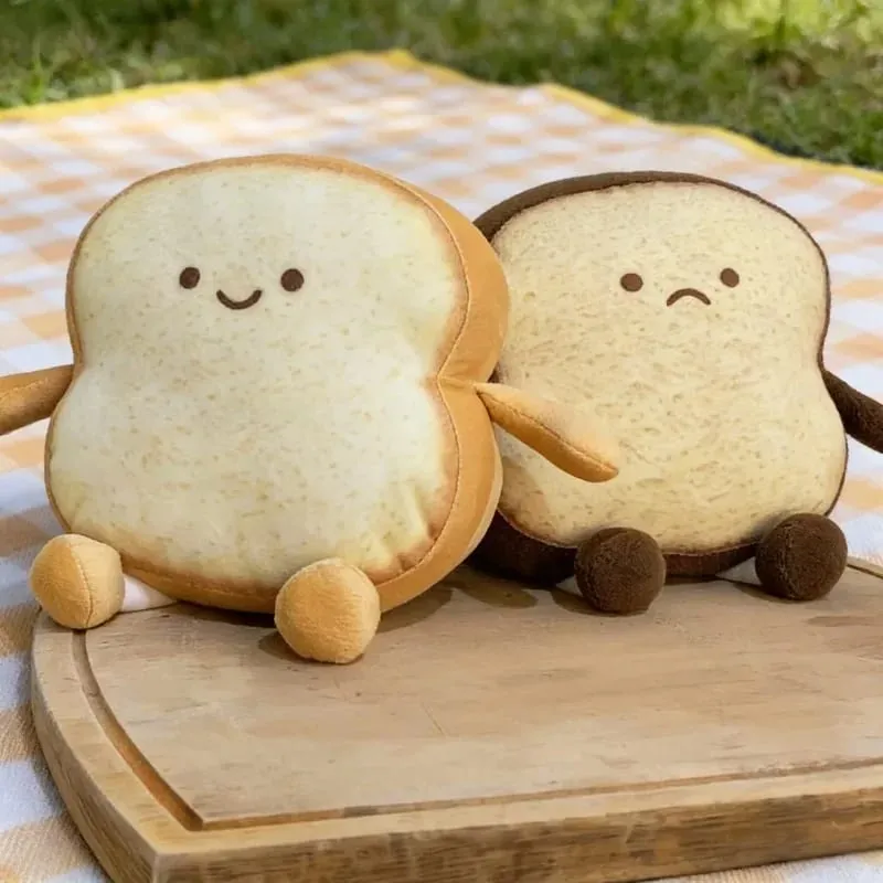 NEW Happy Sad Toast Plush Toy Sleeping Baby Stuffed Pillow Sofa Back Cushion Children Baby Birthday Present Gift Home Decor