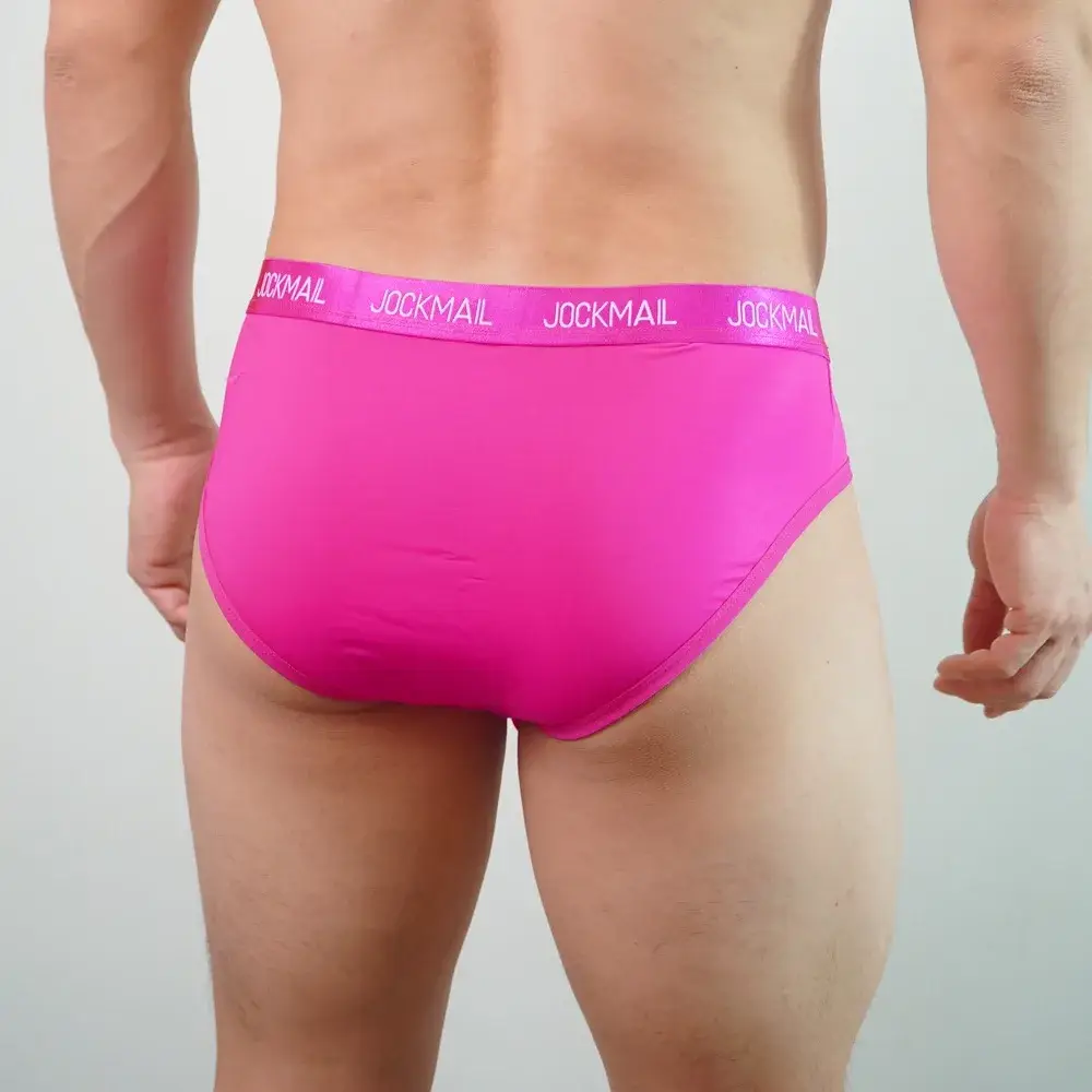 Jockmail Mens Underwear Low Waist Sexy Letter Sports Breathable Summer Ice Silk Briefs Big Bag Nylon Solid Color Man Panties