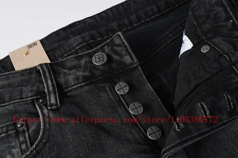 2026 New Arrival Men's Dark Grey Washed Slim Fit Skinny Jeans Ripped Stretch Denim Casual Pants Streetwear Trousers