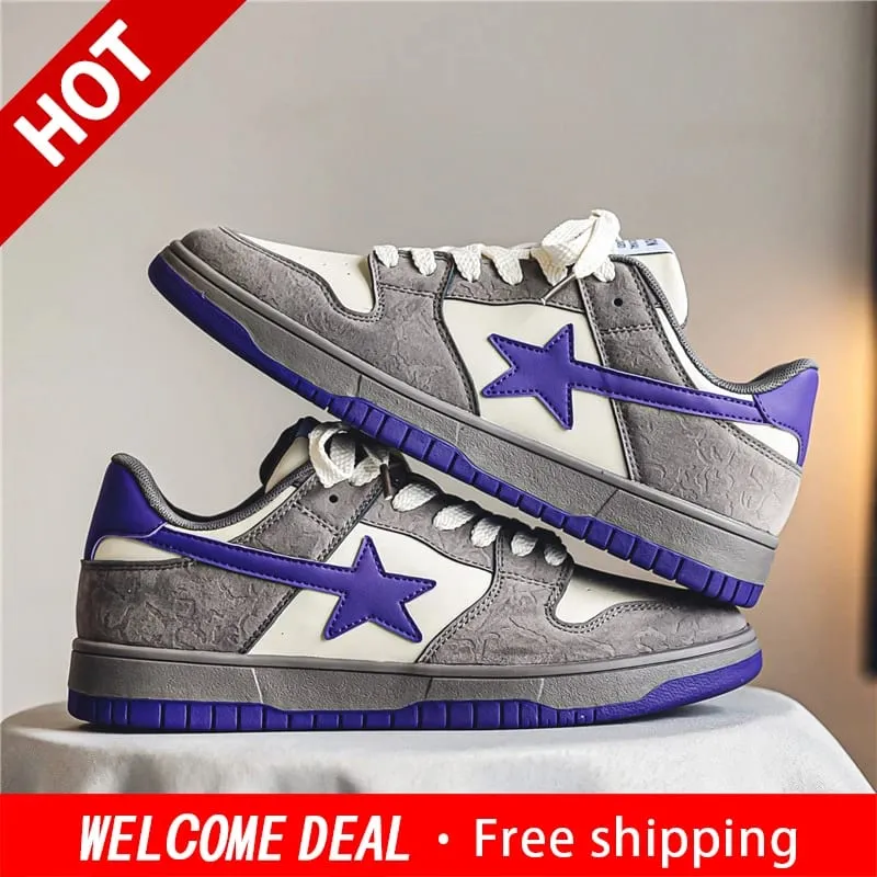 Men Women Classic Skateboard Shoes Casual Sneakers Flat Non‑Slip Breathable Fashion Street Style Board Shoes for Daily Outdoor W