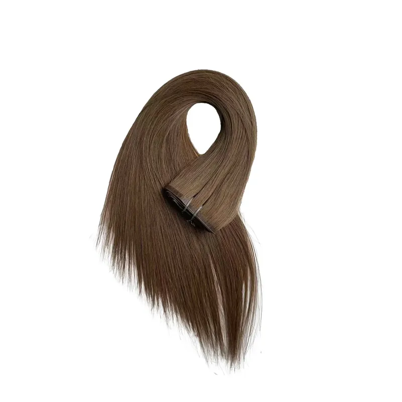 Clip de PU grueso de 160g en extensiones de cabello humano, cinta de trama sin costuras con Clip para extensiones de cabello invisibles de cabello crudo grueso