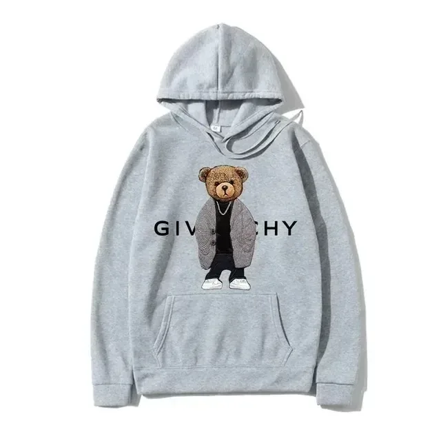 Men Women Unisex Autumn Winter Luxury Bear Print Hoodies Long Sleeve Fleece Pullover High Quality Free Shipping