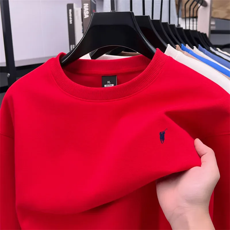 2026 Men's Crewneck Casual Long-sleeve Printed Leisure T-shirt Solid-color Multi-functional Leisure T-shirt