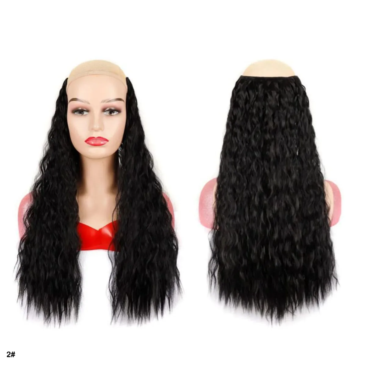Synthetic Curly Hair Extensions Clip in One Piece 4Clips Deep Wave Long Hairpieces for Women Daily Use Party Hair Accessory