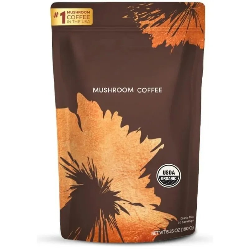 Organic Mushroom Blend Powder Lion's Mane Reishi Gut Health & Energy Support 48mg Caffeine Gluten Free Vegan 30 Servings