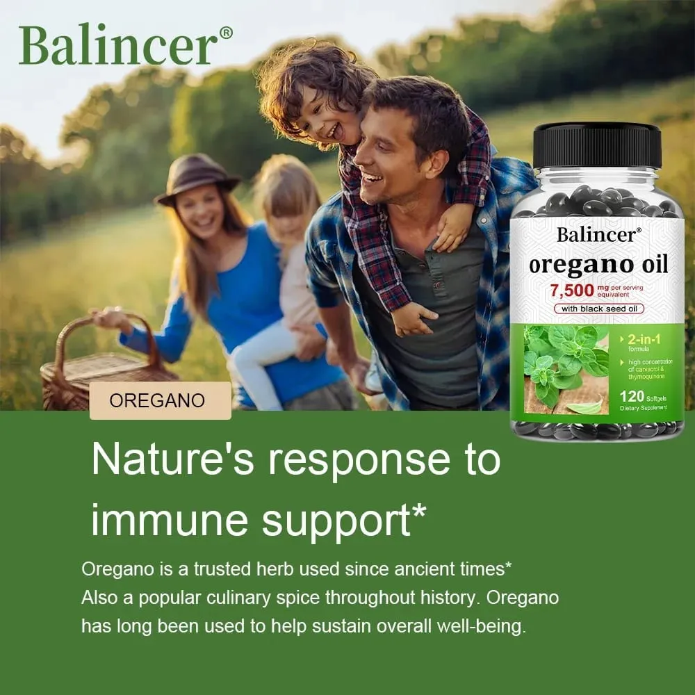 Oregano Oil 7 500 Mg with Black Seed Oil – High Carvacrol Support Digestive Bone Nerve Muscle and Immune Health