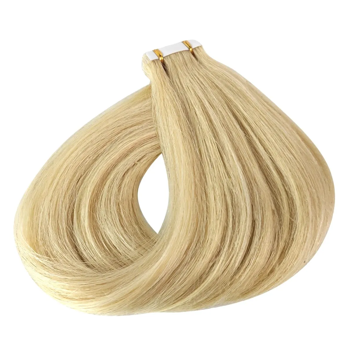 Echthaar-Extensions, Tape-Ins Nr. 613, blond, Tape-In-Haarverlängerungen, Echthaarfarbe, gebleichtes Blondes, Hauteinschlagfaden, nahtloses Tape-Ins
