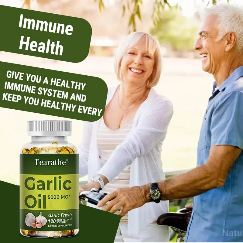 Premium Garlic Fresh 5000mg Garlic Oil Dietary Supplement for Heart Health and Circulation Support with Antioxidant NON-GMO