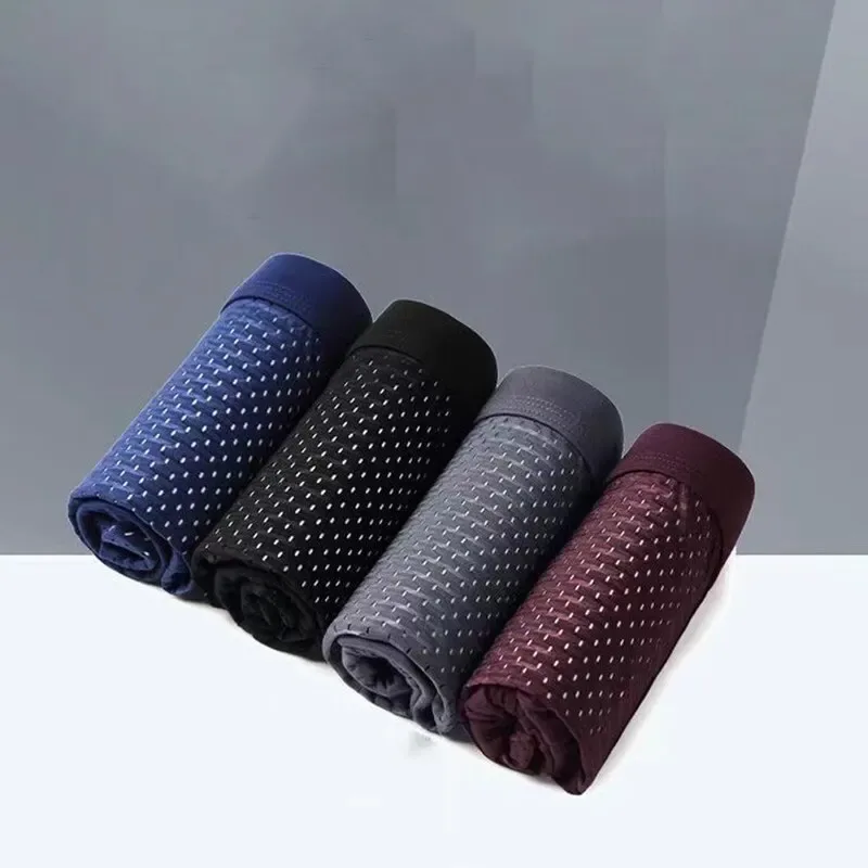 4 Buah/Lot Celana Dalam Boxer Pria Sutra Es Celana Dalam Ukuran Besar 4XL Celana Pendek Sejuk Celana Dalam Pria Celana Pendek Ultratipis Bagasi