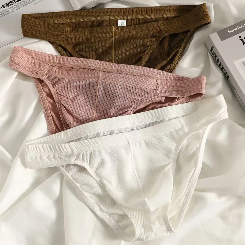 Men's Summer Ultra-thin Boxers Briefs Ice Silk Seamless Underwear Sexy Lingerie Underpants Shorts Breathable Panties