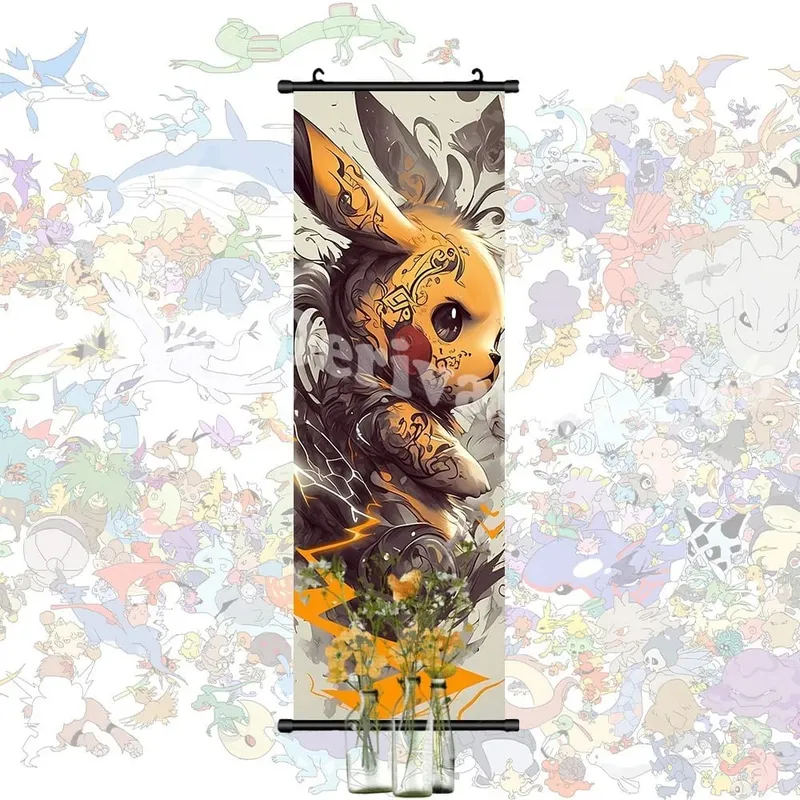 Έντυπη αφίσα Anime Έργα τέχνης τοίχου Gengar Εικόνες Charizard Ζωγραφική Καμβάς Pikachu Κρεμαστά ειλητάρια Διακόσμηση δωματίου στο σπίτι