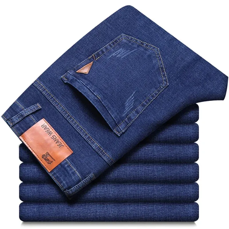 Jean droit pour hommes, pantalon Slim, extensible, confortable, doux, en Denim, vêtements de marque, nouvelle collection 2024
