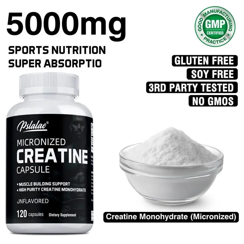 Creatine Monohydrate - 5000 Mg Bawat Paghahatid ng Pre-workout Creatine Upang Tumulong sa Pagbuo ng Muscle na Pagandahin ang Enerhiya at PerformanceSupplements