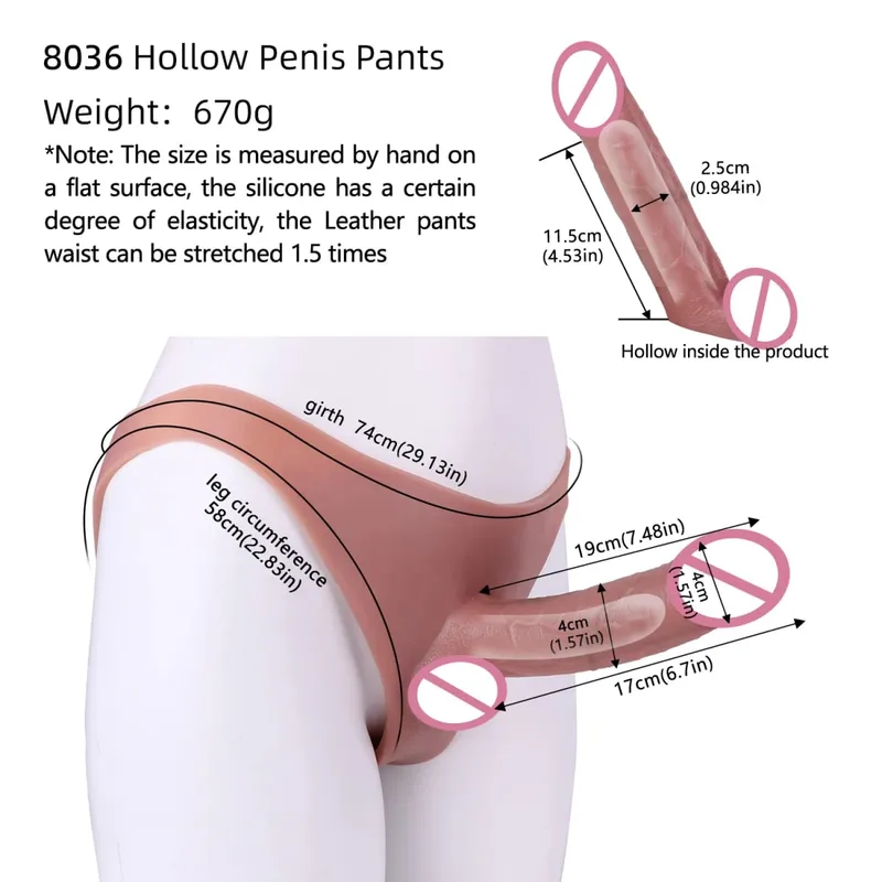 Strap-On Penis Sleeve Realistic Hollow Dildo Pants Silicone Male Dick Extender Lifelike Sex Toys For Men Adult Sexshop