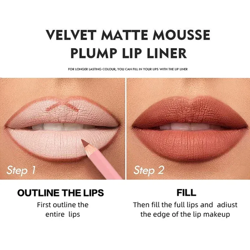 Delineador de labios mate resistente al agua de 12 colores, delineador de labios duradero a prueba de manchas, fórmula sin transferencia, maquillaje de lápiz labial de contorno preciso