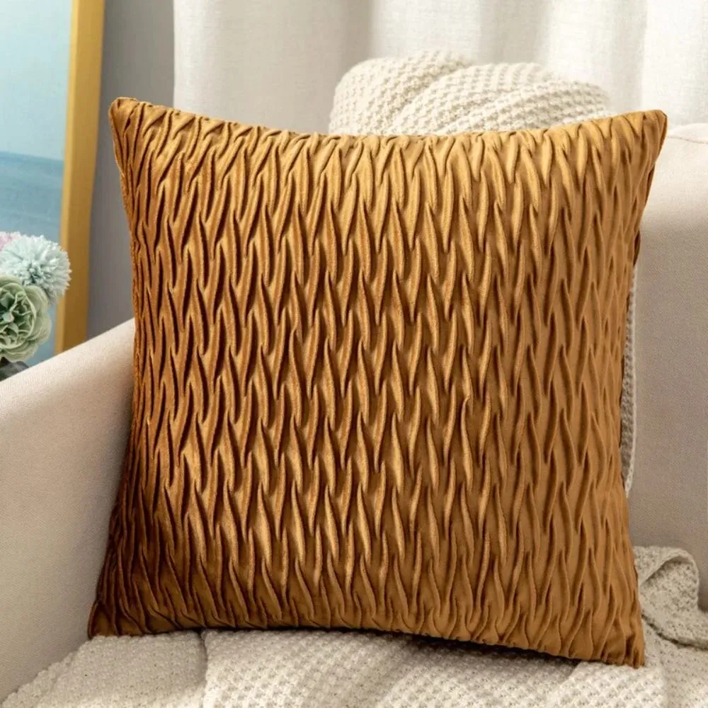 Striped Geometric Velvet Cushion Cover 45x45cm Decorative Throw Pillow Case for Sofa Bedroom Home New Year Decor