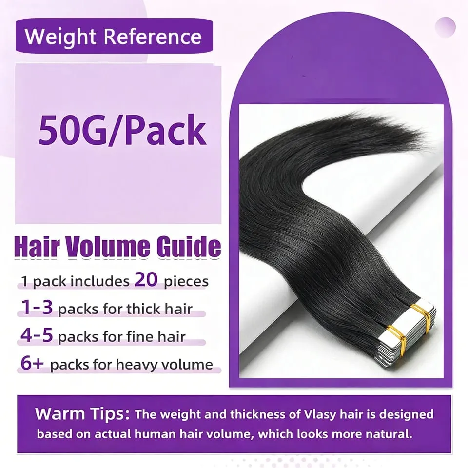 Tape sa Mga Extension ng Buhok Straight Remy Buhok ng Tao Seamless Invisible Skin Weft Remy Double Sided Adhesive Vietnamese Human Hair 50g/pack 16-26 pulgada