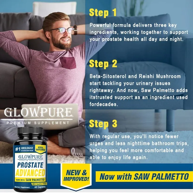 Advanced with Saw Palmetto 13 in 1 - Prostate Bladder & Urinary Health with Beta-sitosterol Reishi Vitamin D Supplement