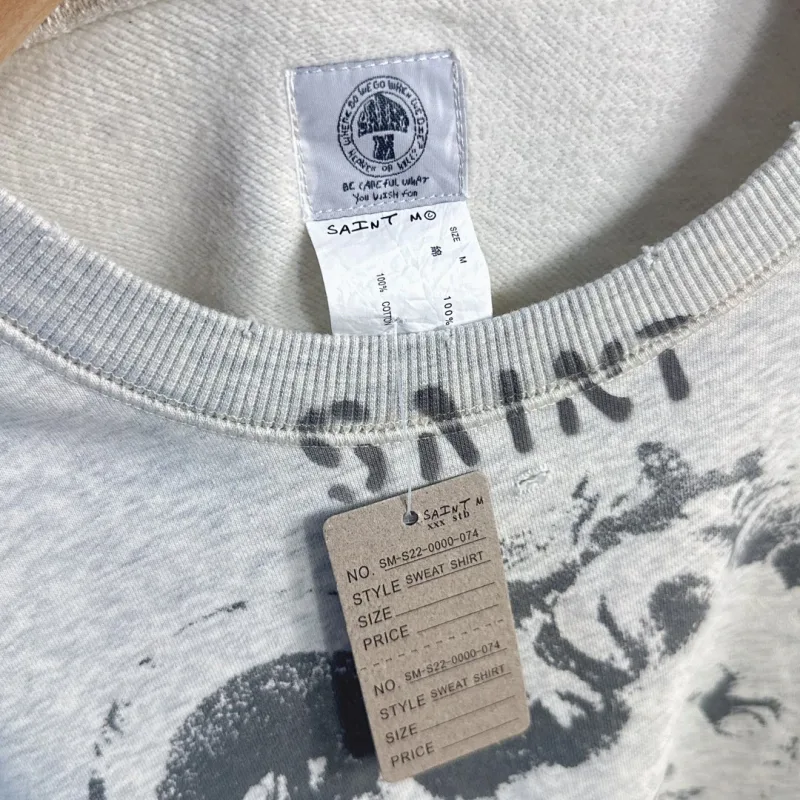 Saint Hoodies Classic Terry Material O-Neck High Quality Men Women Washing Retro Long Sleeve Cotton Coat Arrival Oversize Loose