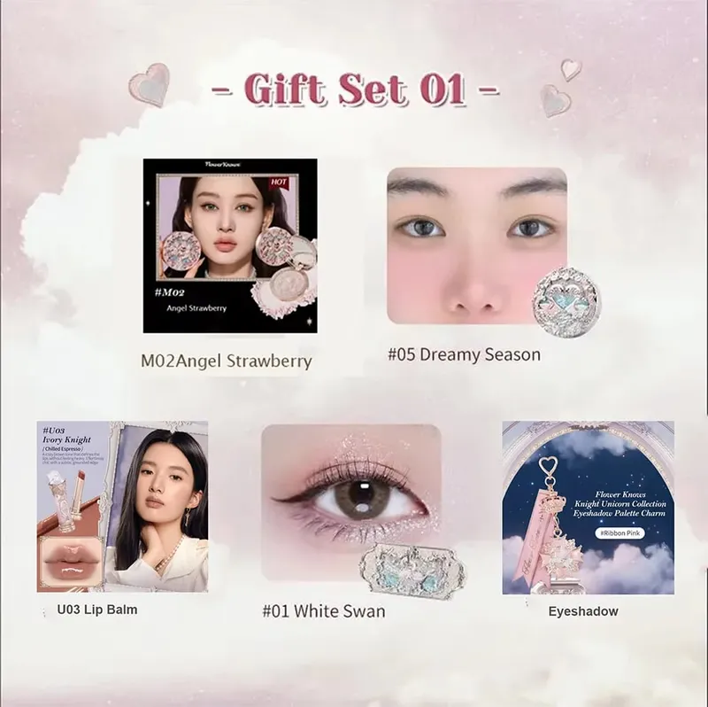 Flower Knows Makeup Kit Full Professional Makeup Gift Set Mermaid Angel Highlight Swan Lipstick 5 Piece Set — image 6