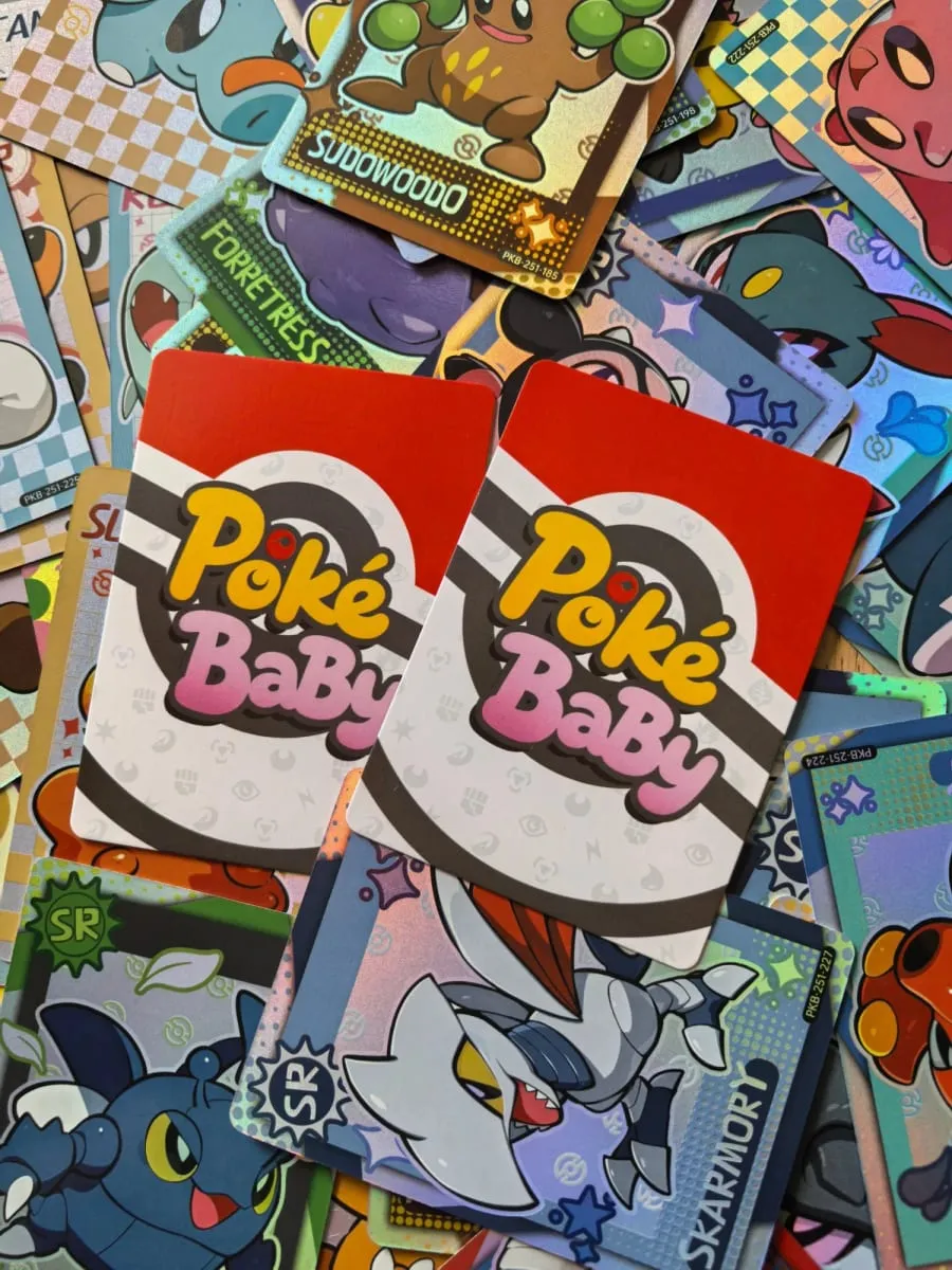 Vol.2 Holographic 60ks Chibi PokeBaBy Blind Box Roztomilá DIY karta Pokémon Gen 2 zlatá a stříbrná lesklá kolekce karet Hooh Lugia