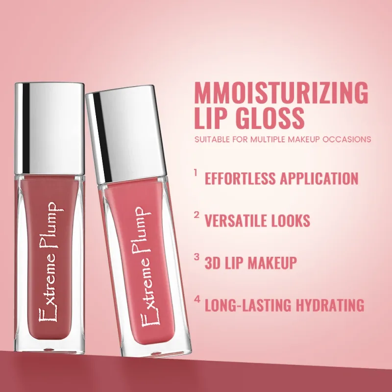 3 יחידות Extreme Plump Lip Gloss סט גימור זכוכית למראה שפתיים גלזורי לחות לא דביק עמיד למים שפתון נוזלי עירום — image 5