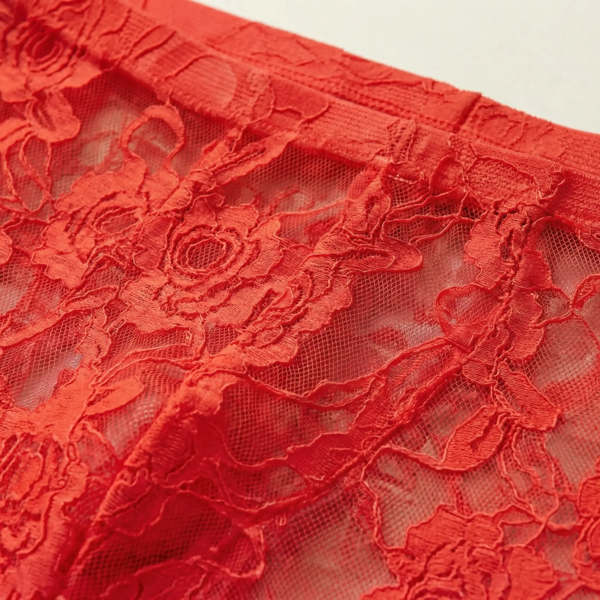 1Pc Men's Fashion New Design Sexy Lace Embroidery, High Elasticity Transparent Lace Flat Corner Underwear, Sexy, Ice Silk