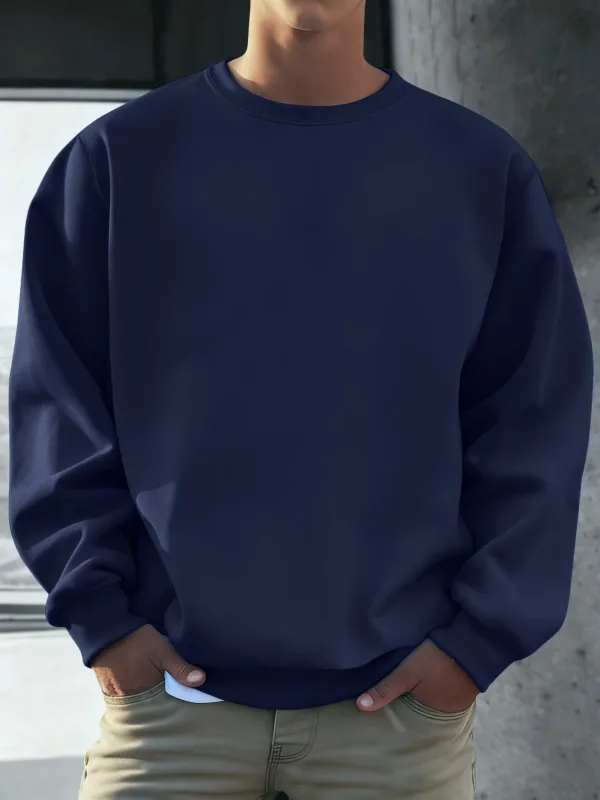 Solid Soft Pullovers Street Autumn Comfy Fleece Hoodies Office Jogging Loose Sweatshirts Casual Basics Daily Streetwear Of Men