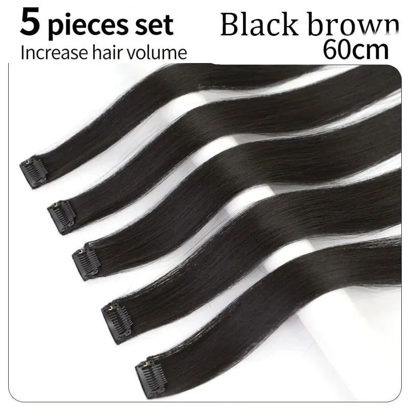 5Pcs 60cm Clip In Hair Extensions Human Hair For Adding Volumesyntheticsynthetic