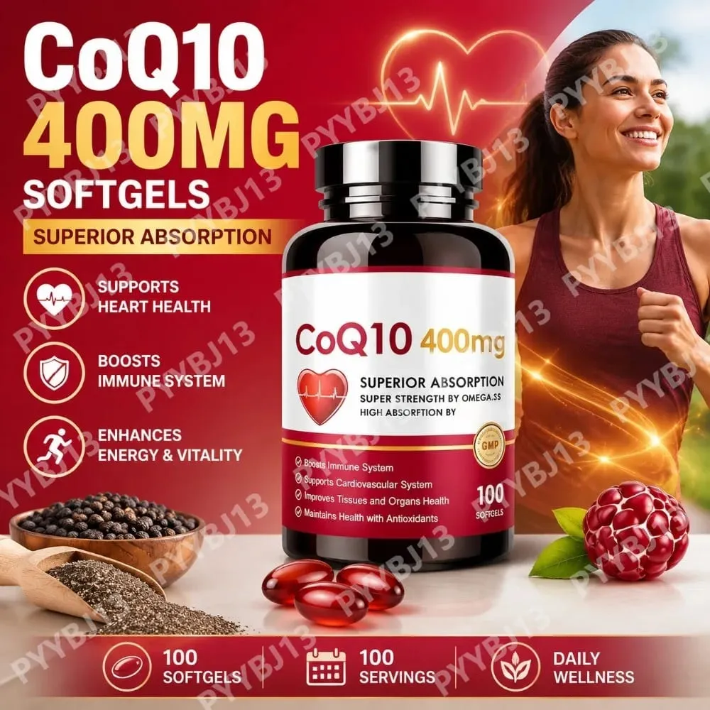 CoQ10 400mg Softgels with PQQ - High Absorption Coenzyme Q10 for Heart Health Energy & Immune Support Non-GMO Gluten Free 60ct