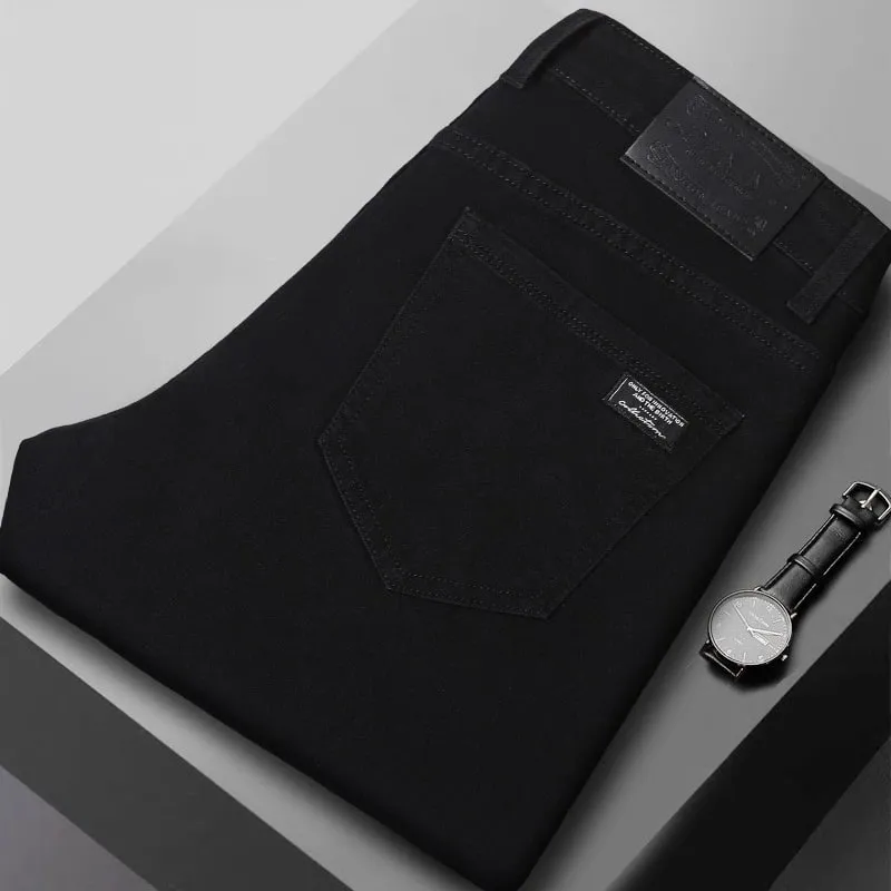 Men's New Stretch Straight Jeans Business Versatile Trendy Youth Casual Regular Long Pants for Spring Autumn Male Denim Trousers