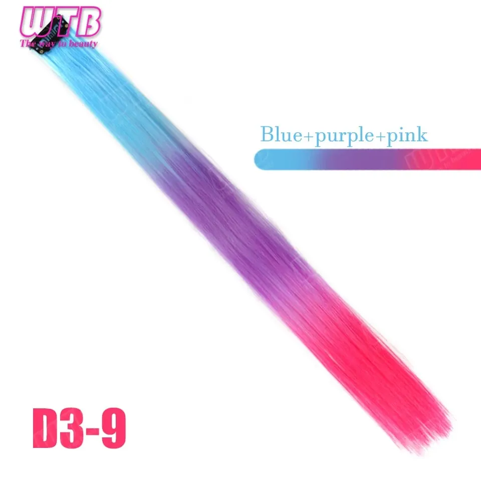 WTB Colored Synthetic Hair Extensions BB Clip Style Gradient Color Hair Extensions Suitable for Women's Daily Wear and Holidays