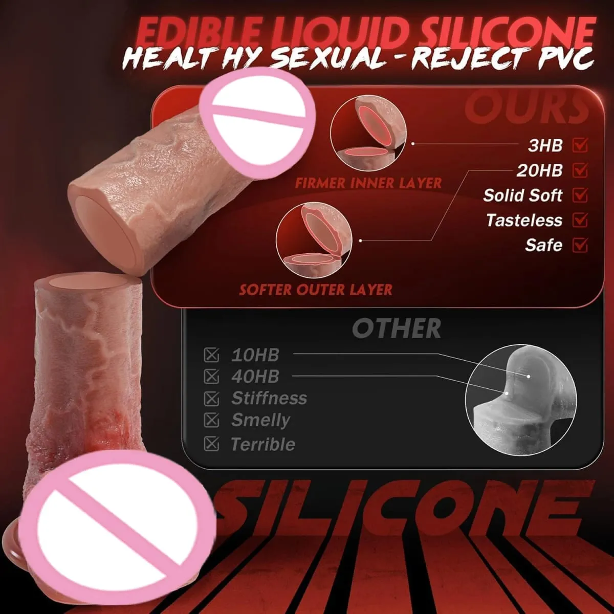 Thick Silicone Dildo Huge Fake Penis Double Cock Woman G-Spot with Powerful Suction Cup Adult Sex Toy Vagina Orgasm Masturbator