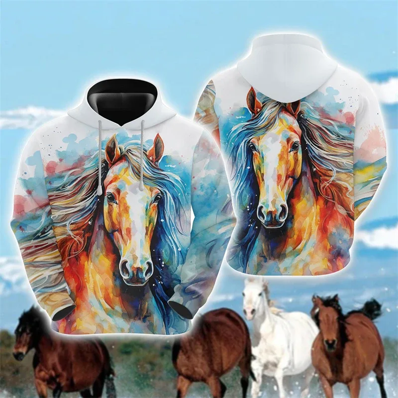 Animal Horse 3D Print Hoodies Autumn Men Women Casual Fashion Oversized Sweatshirts Hoodie Male Pullovers Tracksuit Man Clothing