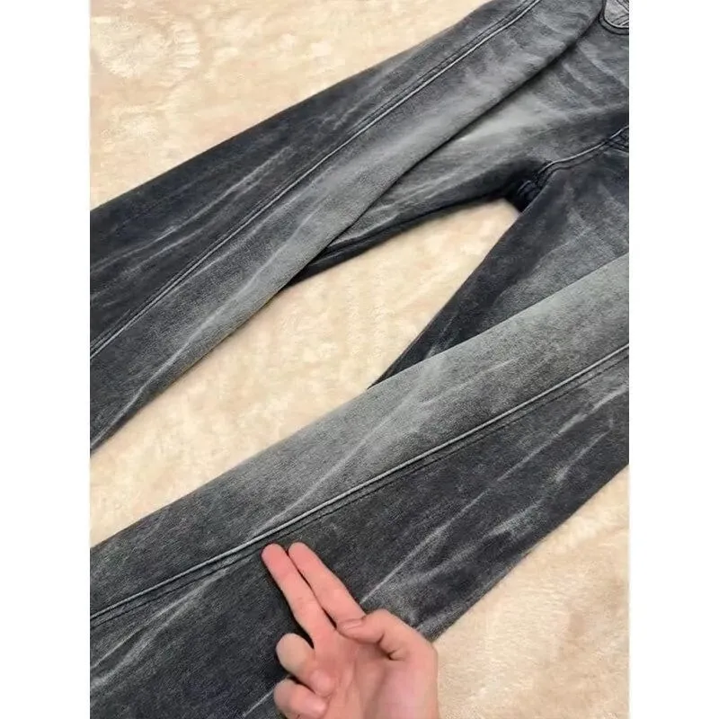 Quần Jean Nam Bông Tai Kẹp Dạo Phố Cao Cấp Dạo Phố Lightning Cắt Quần Denim Micro Bùng Lên Cong Phù Hợp Với Cao Cấp Mỏng Thẳng Mùa Xuân Mới — image 4